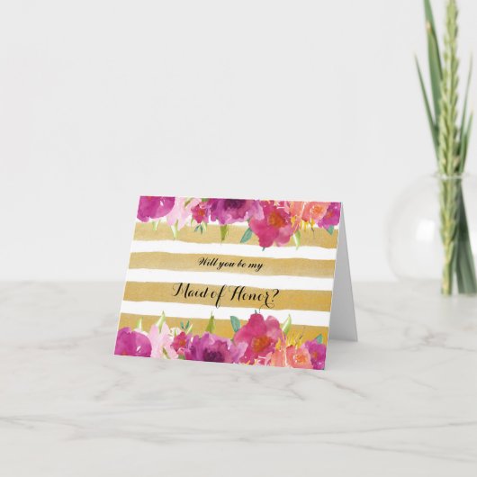 Waterverf Rozen, zult u mijn bruidsmeisje Kaart zi (Voorkant)