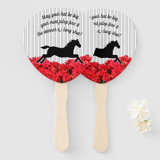 Waterverf Rozen Zwart Wit Strepen Derby Handwaaier (Voorkant en achterkant)