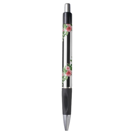Waterverf Rozen Zwart-wit Stripe PenU zult Pen (Voorkant Verticaal)