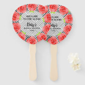 Waterverf Rozen Zwarte Stripes Derby Vrijgezellenf Handwaaier (Voorkant en achterkant)