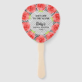 Waterverf Rozen Zwarte Stripes Derby Vrijgezellenf Handwaaier (Achterkant)