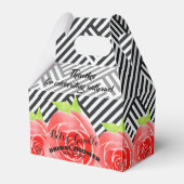 Waterverf Rozen Zwarte witte strepen Derby Gable Bedankdoosjes (Voorkant Zijde)