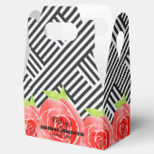 Waterverf Rozen Zwarte witte strepen Derby Gable Bedankdoosjes (Geopend)