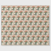 Waterverf rozenboeket in potje cadeaupapier (Vlak)