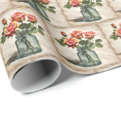 Waterverf rozenboeket in potje cadeaupapier (Rol Hoek)