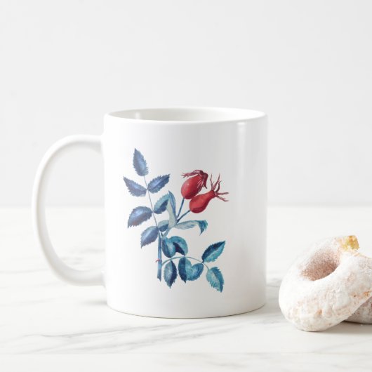 Waterverf Rozenbottels Koffiemok (Met donut)