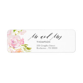 Waterverf rozenbouquet etiket