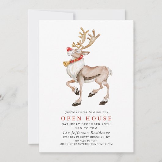 Waterverf RrendierCHRISTMAS HOLIDAY OPEN HUUSE Kaart (Voorkant)
