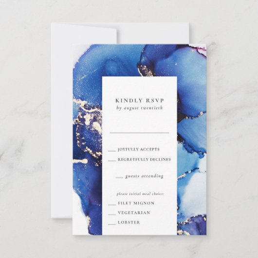 Waterverf RSVP-kaart met maaltijdkeuzes RSVP Kaartje (Voorkant)