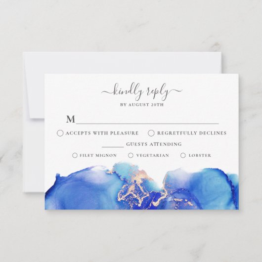 Waterverf RSVP-kaart met menuoptie Kaart (Voorkant)