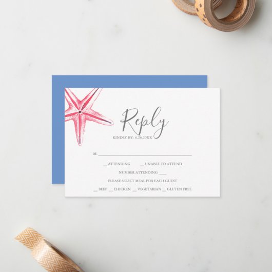 Waterverf RSVP-kaart Notitiekaartje (Voorkant / Achterkant in situ)