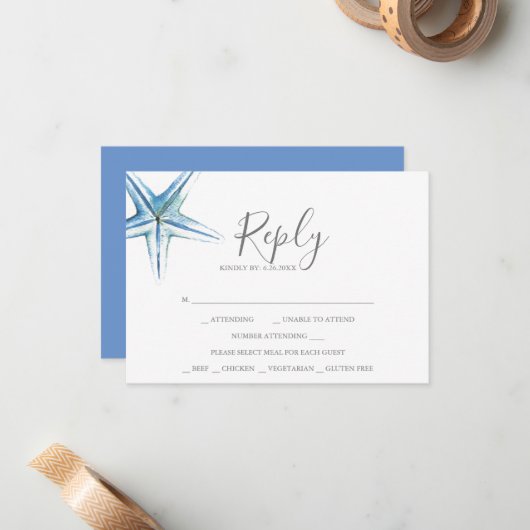 Waterverf RSVP-kaart Notitiekaartje (Voorkant / Achterkant in situ)