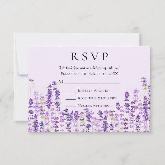 Waterverf RSVP lavender Light Purple Flowers Kaartje (Voorkant)