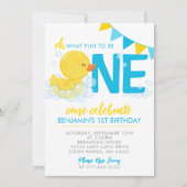 Waterverf Rubber Duck 1e Verjaardagsfeestje Kaart (Voorkant)