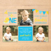 Waterverf Rubber Duck 3 foto Verjaardag Acryl Uitnodigingen (Voorkant)