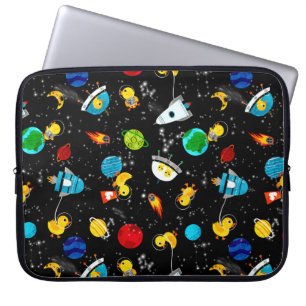 Waterverf Rubber Duck Astronauts Kinder Buitenruim Laptop Sleeve