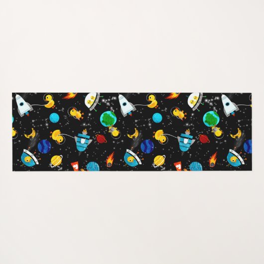 Waterverf Rubber Duck Astronauts Personalized Yogamat (Achterkant (horizontaal))