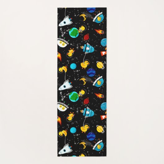 Waterverf Rubber Duck Astronauts Personalized Yogamat (Achterkant)