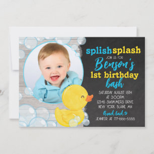 Waterverf Rubber Duck Chalkboard Foto Verjaardag Kaart