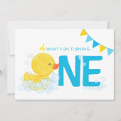 Waterverf Rubber Duck Dubbelzijdig 1e Verjaardag Kaart (Voorkant)