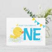 Waterverf Rubber Duck Dubbelzijdig 1e Verjaardag Kaart (Staand voorkant)