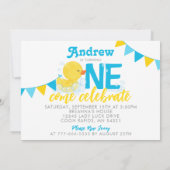 Waterverf Rubber Duck Dubbelzijdig 1e Verjaardag Kaart (Achterkant)