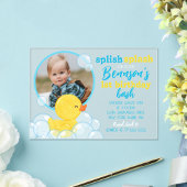 Waterverf Rubber Duck Foto Verjaardag Acryl Uitnodigingen