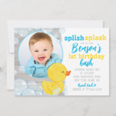 Waterverf Rubber Duck Foto Verjaardag Kaart (Voorkant)