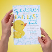 Waterverf Rubber Duck Splish Splash Baby shower Kaart
