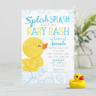 Waterverf Rubber Duck Splish Splash Baby shower Kaart