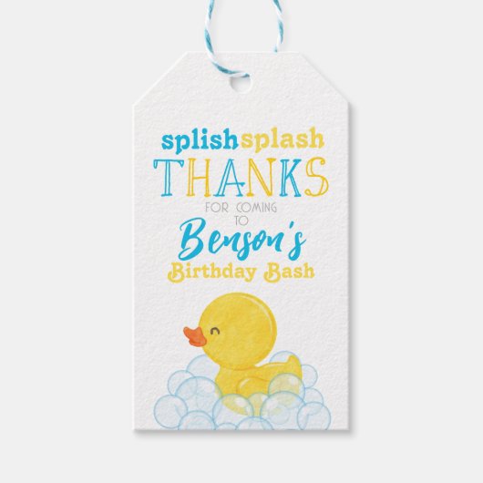 Waterverf Rubber Duck Verjaardagsgunst Tags Cadeaulabel (Voorkant)