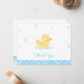 Waterverf Rubber Ducky Baby shower Dank u Notitiekaartje (Voorkant / Achterkant in situ)