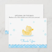 Waterverf Rubber Ducky Baby shower Dank u Notitiekaartje (Voorkant / Achterkant)
