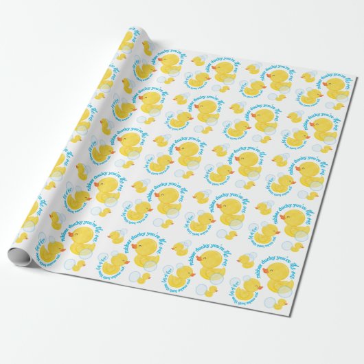 Waterverf Rubber Ducky Jij bent de One Party Cadeaupapier (Uitgerold)