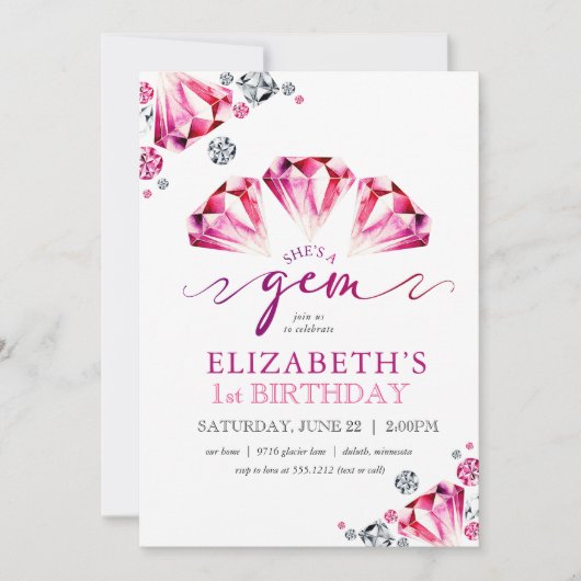 Waterverf Rubies Ze is een juweeltje verjaardagsui Kaart (Voorkant)