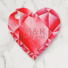 Waterverf Ruby Hart 40e Bruiloft Jubileum Bedankjes Labels