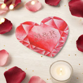 Waterverf Ruby Hart 40e Bruiloft Jubileum Kartonnen Onderzetters