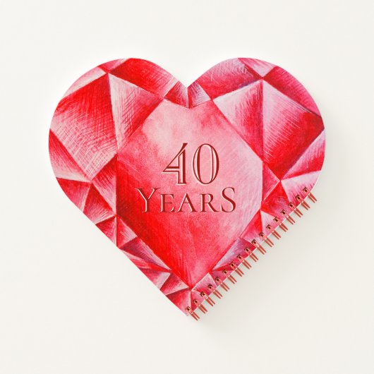 Waterverf Ruby Hart 40e Bruiloft Jubileum Notitieboek (Achterkant)