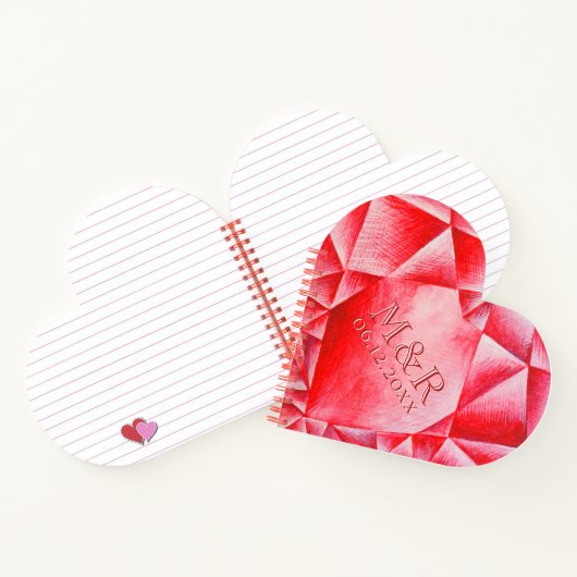 Waterverf Ruby Hart 40e Bruiloft Jubileum Notitieboek (Binnen)