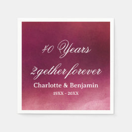 Waterverf Ruby Wedding 40 jaar Jubileum Servet