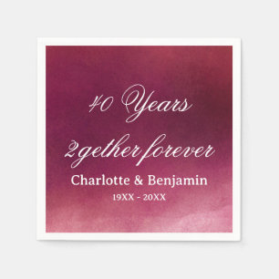 Waterverf Ruby Wedding 40 jaar Jubileum Servet