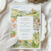 Waterverf RÜDESHEIM Duitsland Huwelijksuitnodiging Kaart