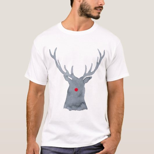 Waterverf Rudolph herten silhouet kerst T-shirt (Voorkant)