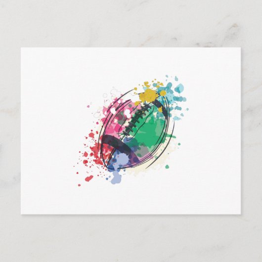 Waterverf rugbybal briefkaart (Voorkant)