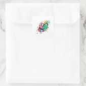 Waterverf rugbybal vierkante sticker (Tas)