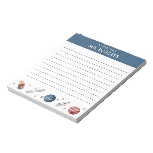 Waterverf ruimte en planeten wetenschapsleraar notitieblok (Linkerzijde)