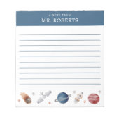 Waterverf ruimte en planeten wetenschapsleraar notitieblok (Voorkant)