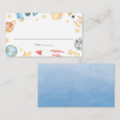 Waterverf Ruimte Thema Birthday en Baby shower Plaatskaartje (Voorkant / Achterkant)