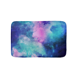 Waterverf ruimte universum roze blauw ster nevel badmat