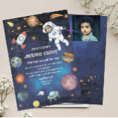Waterverf Ruimte Verjaardag Fotouitnodiging baby S Kaart